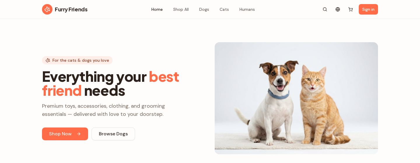 Furry Friends Shop — E-commerce Website designed by ChuStudio
